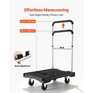 Carrello Pieghevole con Capacità di 150 kg, Piattaforma di Trasporto Pieghevole con Ruote Girevoli, Carrello Manuale per Trasporto - Product Image 5