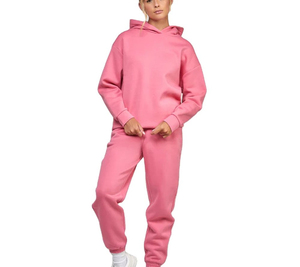 Ensemble sweat-shirt à capuche et pantalon de jogging pour femmes grandes tailles, couleur blanc cassé, survêtement décontracté en polaire, couleur unie, coupe ample, vêtements d'automne - Product Image 5
