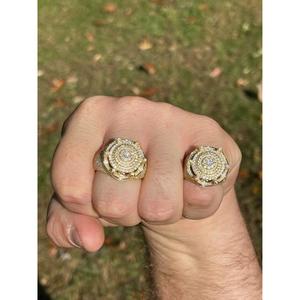 Mens Hip Hop Ring Moissanite King <b>Crown</b> 14k Gold Plated 925 Sterling <b>Silver</b> Bling Jewelry Luxury Design Premium 2.90CT VVS - Product Image 1