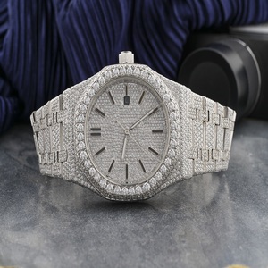 Reloj de Lujo con Cristales de Zafiro y Diamantes, Esfera Redonda de Moissanita, Estilo Hip Hop, para Hombre y Mujer, en Acero Inoxidable - Product Image 1
