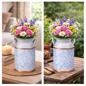 Maceta de Metal Galvanizado Estilo Rústico Vintage, Florero Retro Antiguo, Soporte para Plantas de Granja - Product Image 4