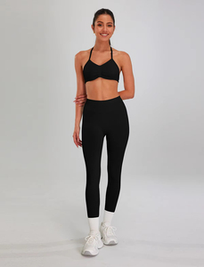 2026 Custom Logo Solid Breathable Yoga <b>Leggings</b> Women High Waist <b>Flare</b> Pants Cross Back Sports Bra 6 Piece Workout Gym - Product Image 5