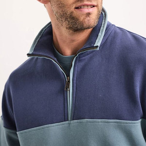 Sweat-shirt en molleton pour homme à col zippé, color block, anti-plis, coupe classique, col rond, décontracté, hiver, en French Terry 100% - Product Image 4