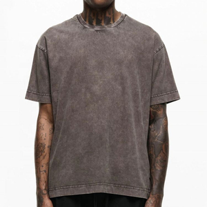 Wholesale <b>Men</b> Hip Hop Acid Wash T <b>Shirt</b> Cotton Streetwear Vintage Custom Logo Printed Washed Fashion T <b>Shirts</b> - Product Image 1