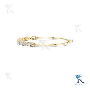 Adjustable Chain Lab Grown Diamond Filled Brilliant Cut 14K <b>Solid</b> <b>Gold</b> Fine Unisex Minimalist Luxury Jewelry Party Gift - Product Image 6