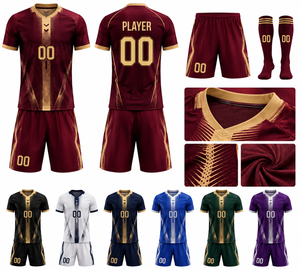 Custom Men <b>Soccer</b> Jersey Shorts Set Sublimated V-Neck 100% Polyester Adult Football Uniform Breathable Eco-Friendly Summer - Product Image 6