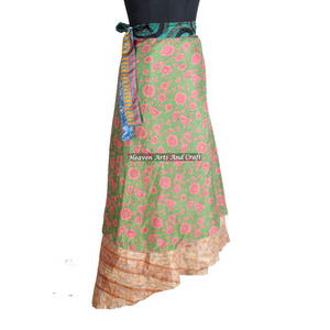 Nueva Falda Cruzada Elegante a Precios Rebajados, Falda Cruzada de Seda Reversible de 38 Pulgadas, Estilo Halter, Hecha a Mano en India - Product Image 1
