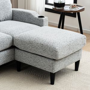 White + <b>Black</b> Convertible Combination Sofa L-Shaped with Footstools <b>Storage</b> for Living Room/<b>Bed</b> Use - Product Image 6