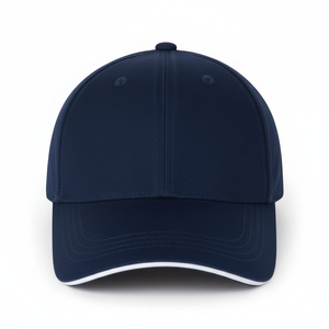 Casquette de baseball unisexe bleu marine 5 panneaux, couleur unie, style décontracté ajusté, pour adultes, toutes saisons, 100 % polyester, broderie à la main, idéale pour les fêtes - Product Image 1
