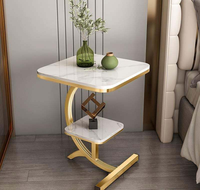 Tables d'appoint modernes de haute qualité en acier avec plateau en marbre, faites à la main, plaquées or, meubles pour la maison, salon, salle de séjour, bureau, hôpital