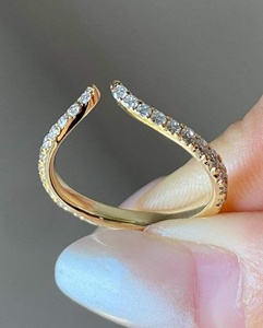 New Design Fashion <b>Open</b> Cuff Sterling Silver Wishbone <b>Ring</b> Lab Grown White Diamond CZ 925 White Diamond <b>Open</b> Style Wedding <b>Ring</b> - Product Image 1