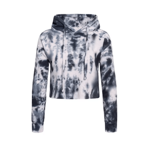 Hoodies courts tie-dye pour femmes, design tendance, en molleton de coton respirant, décontractés, effet délavé, très demandés - Product Image 6