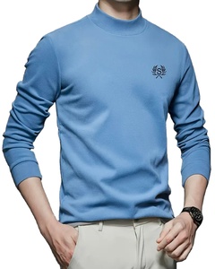 Sweat-shirt à col roulé doublé en polaire pour homme coupe régulière pull à manches longues de couleur unie pour l'automne/hiver - Product Image 1