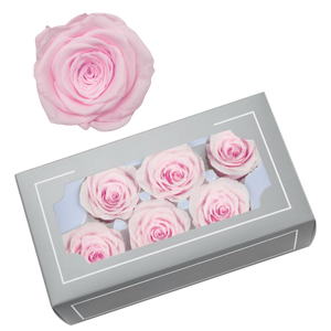 Caja de 6 rosas preservadas, color rosa, ideal para el Día de la Madre, San Valentín, bodas, elaboración de ramos y decoraciones de lujo. - Product Image 1