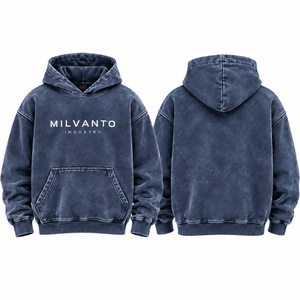 Sweat à capuche pour homme de qualité supérieure, noir, vintage, effet délavé, poche kangourou, 100% coton molletonné, 450 GSM, impression personnalisée - Product Image 2