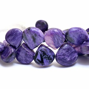 Cuentas de Charoita de 13mm-15mm, Cuentas de Corazón Lisas, Cuentas de Charoita Natural Púrpura, Cuentas de Piedras Preciosas Semipreciosas para la Fabricación de Joyas - Product Image 3