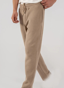 Men's Khaki Sweatpants Elastic Waist Drawstring Casual Joggers With Side Pockets Midweight Cotton Autumn Wear - Product Image 4