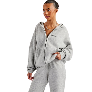 Women's Full <b>Zip</b> Hooded Tracksuit Set Relaxed Long Sleeve Top Wide Leg <b>Trousers</b> Elastic Drawstring Waist Two Piece Lounge Outfit - Product Image 3