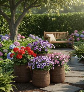 Handwoven Natural Rattan Planter <b>Basket</b> Tall Wicker <b>Plant</b> Pot for Indoor Living Room, Balcony, Outdoor Garden Decor from Vietnam - Product Image 6