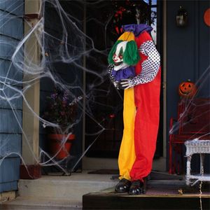 Decorazione di Halloween a forma di clown spaventoso da 1,37 m con occhi LED e registrazione di frasi - Product Image 6