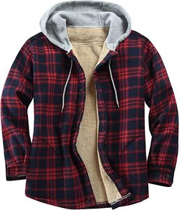 Veste chemise à capuche à carreaux pour homme, style vintage, personnalisable, pour l'extérieur, en flanelle rayée et polaire, vente en gros - Product Image 5