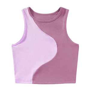 Camiseta sin Mangas de Punto de Color Sólido para Mujer, de Alta Calidad, Cuello Redondo, Estilo Casual, Color Rosa Claro, Largo Regular - Product Image 4