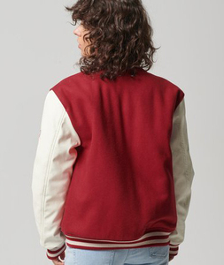 High Demanded Women's Red Breathable <b>Plain</b> Dyed <b>Varsity</b> Bomber <b>Jacket</b> for Women - Product Image 3