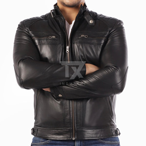 Custom Logo <b>Leather</b> Fashion <b>Jacket</b> For Men Full Genuine <b>Leather</b> Biker Coat Heavy Duty Zipper Closure Fashionable Street Wear - Product Image 3