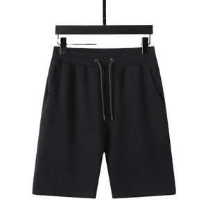 Shorts Bermuda en coton rose pour homme avec cordon de serrage à la taille et poches latérales, shorts décontractés mi-longs en tricot - Product Image 2