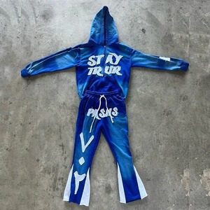 Conjunto Deportivo para Hombre con Capucha Negra, Mangas Largas, Dobladillo Dividido, Estilo Urbano, con Estampado "Stay TRAE" y "PASPI", Cierre con Cordón - Product Image 5
