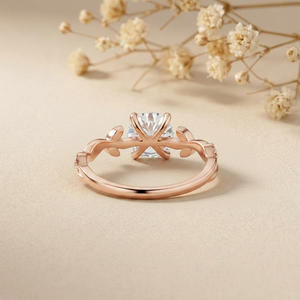 แหวนหมั้นเพชรรูปใบองุ่น ดีไซน์จากธรรมชาติ ทองคำ 14K 18K โรสโกลด์ ชุบโรเดียม ประดับเพชรแบบหนามเตย สไตล์โบโฮมินิมอล แหวนแต่งงาน - Product Image 4
