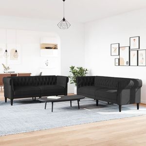 Juego de Sofás de Madera Maciza, Duradero, con Tapicería de Poliéster Negro, para Sala de Estar, Elegante y Resistente - Product Image 3