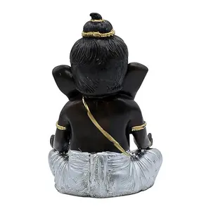 Conque de Ganesha en résine noire et dorée, idole Ganpati moderne pour la décoration intérieure, vente en gros, décoratif - Product Image 3