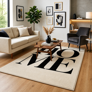 Tapis rectangulaire moderne à motifs floraux tuftés à la main, noir et blanc, pour salon, prière et voyage - Product Image 4