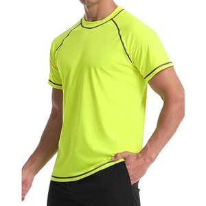 Girls' <b>Neon</b> Yellow Quick Dry Short Sleeve Training T-Shirt Breathable Sport Compression Rash Guard UPF 50 Spandex/Polyester 140g - Product Image 2