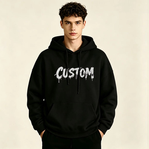 Sweat-shirt à capuche en coton pur pour homme, personnalisable avec logo OEM, coupe ample, décontracté, grande taille, streetwear, pull-over vierge - Product Image 1