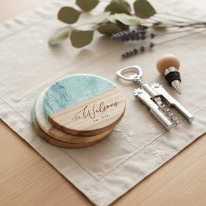 Luxury Handmade Wood Marble <b>Coaster</b> Set Natural Stone <b>Drink</b> <b>Coasters</b> for Dining Table Home Kitchen Bar Decoration - Product Image 3