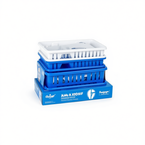 <b>Dish</b> <b>Rack</b> Set Plastic Stackable L Size Kitchen Storage Blue White Modern Design - Product Image 2