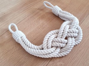 White Rope Curtain Tieback – Cotton Knot Curtain Holdback – Decorative Drapery <b>Tie</b> <b>Back</b> - Product Image 3