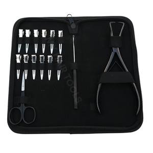 Kit d'outils tout-en-un pour extensions capillaires avec pince à double ressort pour ouvrir les perles, crochet pour micro-perles, pinces à cheveux et mini-ciseaux - Product Image 1