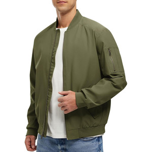 Blouson bomber gris pour homme, fermeture éclair, coupe décontractée, coupe-vent, col montant, coupe régulière, pour l'automne - Product Image 5