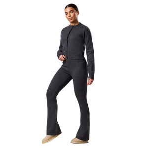 Women <b>Knit</b> Tracksuit Set Full Length Crew Neck Button Fly Solid Color Minimalist Autumn Wear 100% Cotton Regular Fit - Product Image 1