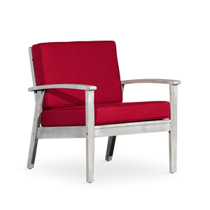 Divano da Giardino Deep Seat in Eucalipto con Finitura Grigio Argento e Cuscini Bordeaux - Product Image 3