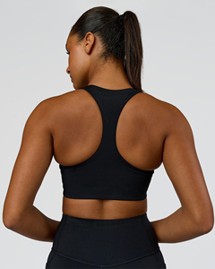 Soutien-gorge de sport noir pour femme avec fermeture éclair avant, maintien élevé, idéal pour le yoga et l'entraînement - Product Image 6