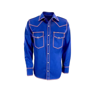Chemise Western orange pour homme, manches longues, coton, style workwear, coupe confortable - Product Image 5