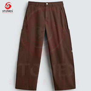 Wholesale Custom <b>Men's</b> <b>Brown</b> <b>Cargo</b> Pants Loose Fit Cotton Workwear Streetwear Multi Pocket Casual Trousers - Product Image 5