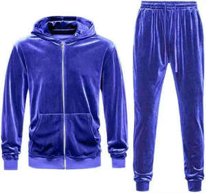 Ensemble de survêtement en velours pour homme, veste à capuche zippée chaude d'hiver, ensemble de jogging, vêtements de sport décontractés pour l'extérieur - Product Image 1