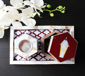 Wholesale Price Eco-Friendly Decorative Home Fragrance Incense Burner Set Mother Pearl Inlay <b>Tray</b> Box Wood Marble Resin Bakhoor - Product Image 3