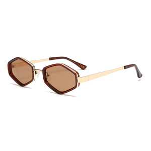 Gafas de Sol de Diseño Metálicas Poligonales para Hombre y Mujer, Protección UV400, Lentes de PC con Montura Completa, Venta al Por Mayor de Fábrica RTS OEM - Product Image 1