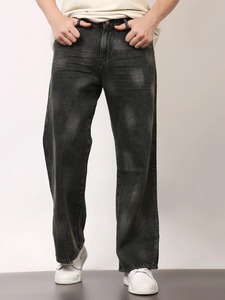 Jean en denim premium pour homme, coupe large, écologique, taille mi-haute, style décontracté pour le bureau - Product Image 2